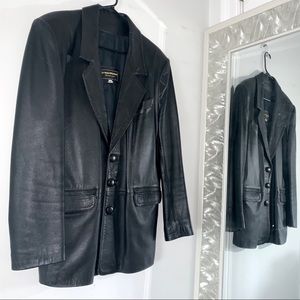 Vintage black Genuine leather blazer / jacket
